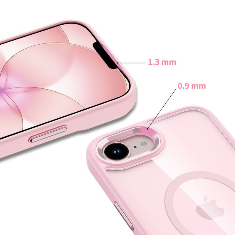 Capa MagSafe Magmat Tech-Protect para Apple iPhone 16e / 17e, rosa suave/transparente