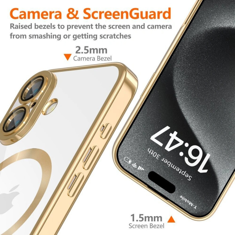 Capa MagFlex MagSafe Tech-Protect THP3927 para Apple iPhone 17e / 16e, dourado brilhante