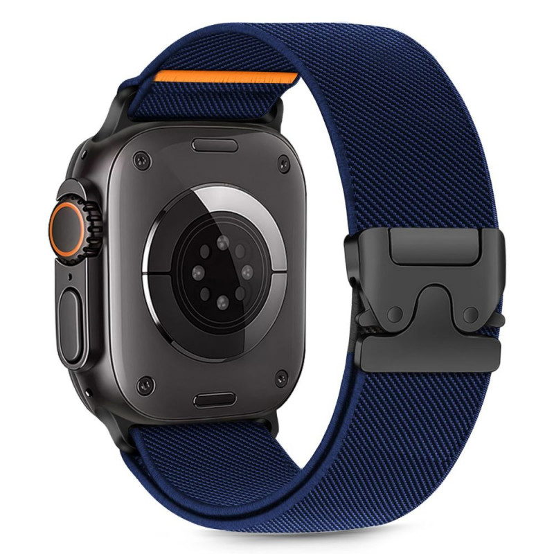 Pulseira de relógio Tech-Protect Nylon Clasp para Apple Watch 6 / 7 / 8 / 9 / 10 / SE / Ultra 1 / 2 44/45/46/49 mm, azul-marinho