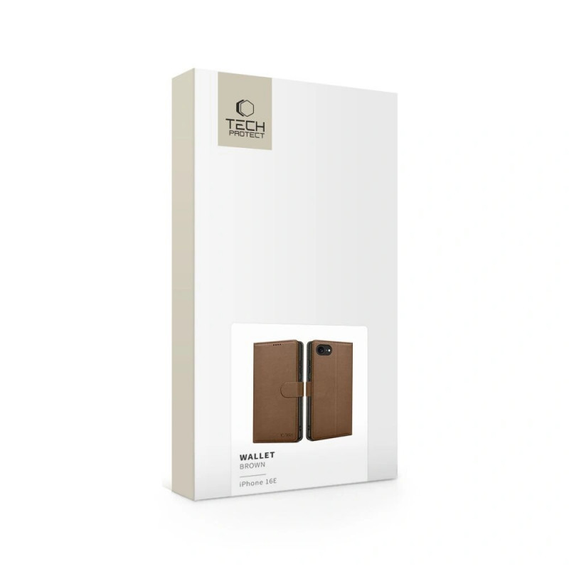 Capa com carteira Tech-Protect para Apple iPhone 17e / 16e, castanha