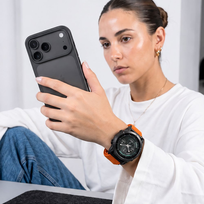 Pulseira Tech-Protect NylonLoop para Garmin Fenix 5X / 5X Plus / 6X / 6X Pro / 7X / 8 / 8 Pro / 9 / 9 Pro (51 mm), Laranja Sinal