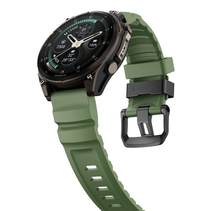 Pulseira para relógio Tech-Protect Motion Garmin Fenix 5X / 5X Plus / 6X / 6X Pro / 7X / 8 / 8 Pro / 9 / 9 Pro (47 mm), verde militar