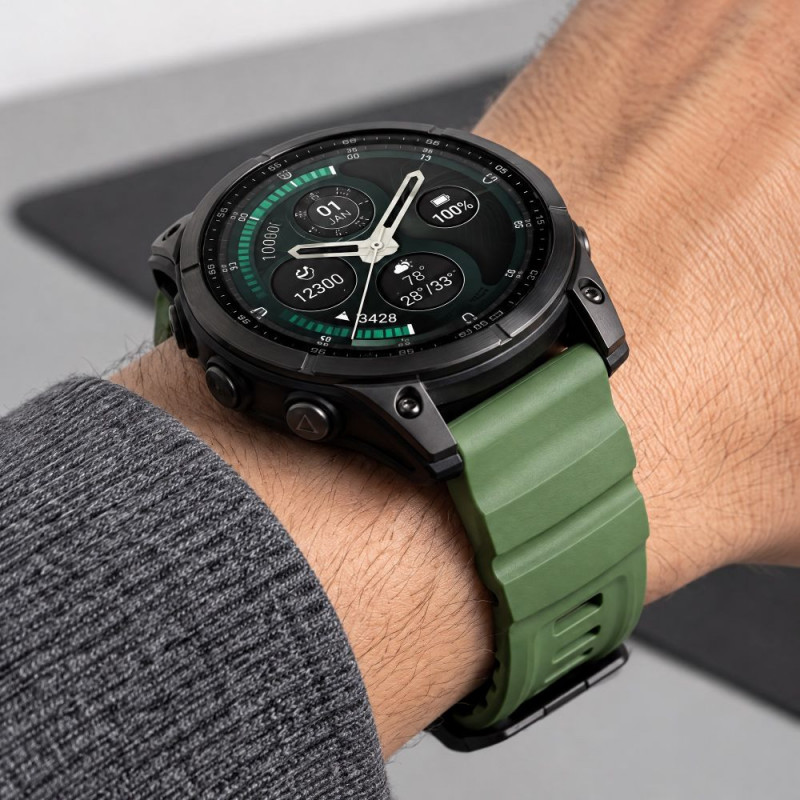 Pulseira para relógio Tech-Protect Motion Garmin Fenix 5X / 5X Plus / 6X / 6X Pro / 7X / 8 / 8 Pro / 9 / 9 Pro (47 mm), verde militar