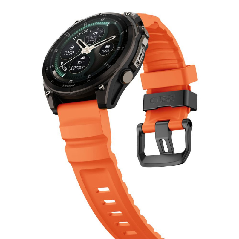 Pulseira para relógio Tech-Protect Motion Garmin Fenix 5X / 5X Plus / 6X / 6X Pro / 7X / 8 / 8 Pro / 9 / 9 Pro (51 mm), laranja sinal