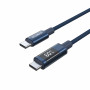 Cabo USB-C para USB-C Choetech XCC-1068 PD 60W com ecrã, 1,2 m, azul