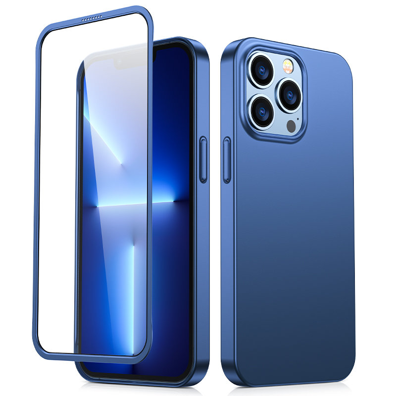 Joyroom Capa Completa 360 + Vidro Temperado para Apple iPhone 13 Pro Max, JR-BP928, Azul