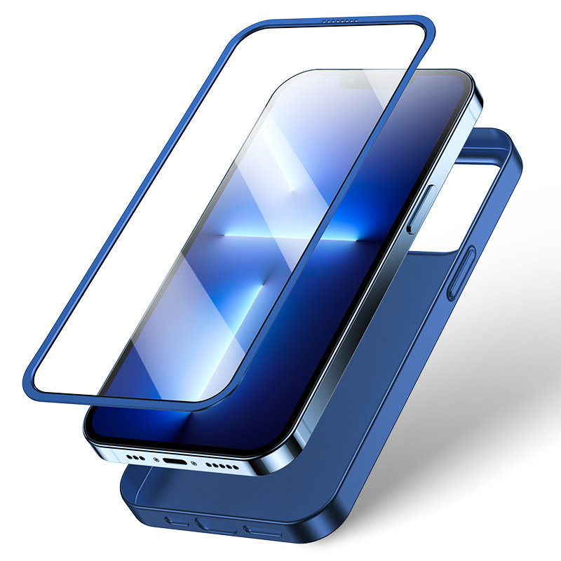 Joyroom Capa Completa 360 + Vidro Temperado para Apple iPhone 13 Pro Max, JR-BP928, Azul