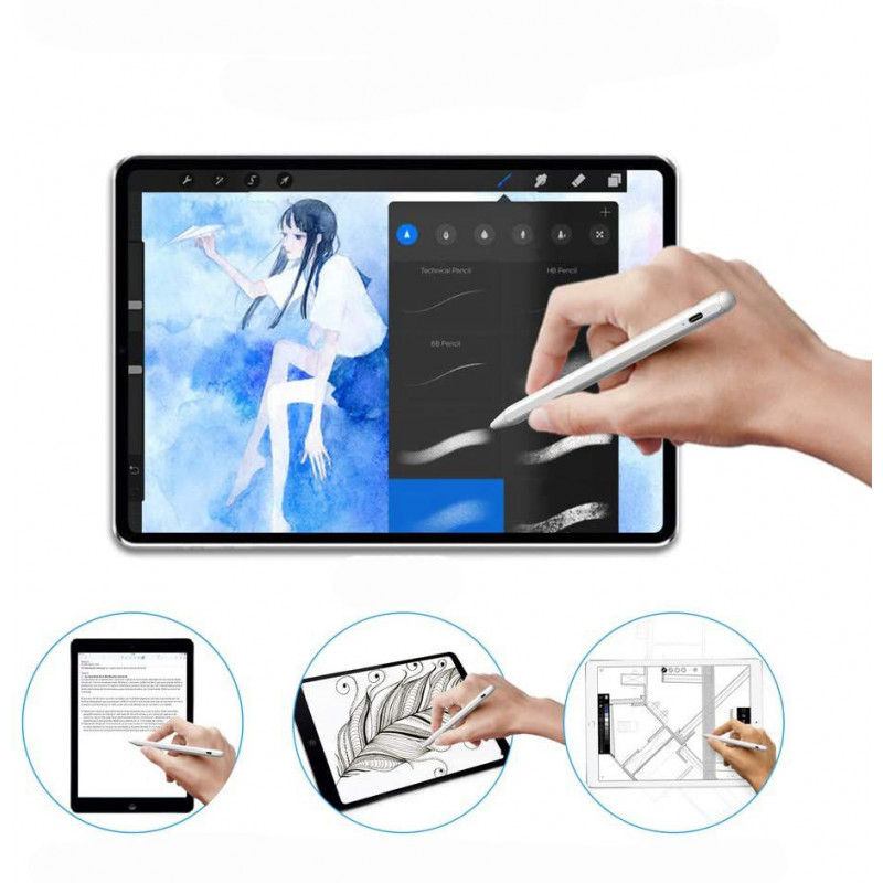 Caneta stylus digital Tech-Protect para Apple iPad, branca