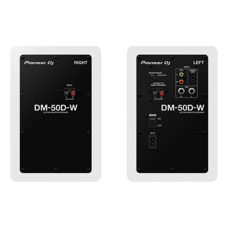 Coluna de monitorização ativa Pioneer DJ DM-50D-W, 5 polegadas, 25 W (2 unid.), branca