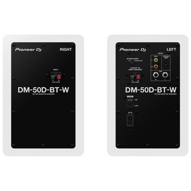 Pioneer DJ DM-50D-BT-W altifalante de monitor ativo, 3,4 polegadas, 25 W (1 par), branco