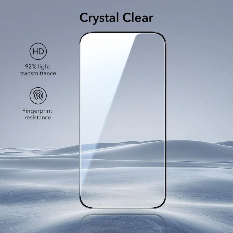 Protetor de ecrã em vidro temperado ESR UltraFit para Apple iPhone 17 Pro Max / 18 Pro Max, ESR925, transparente (2 un.)