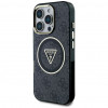 Capa MagSafe Guess GUHMP16LHG4PRTGK IML Metal Glitter 4G Circle Triangle para Apple iPhone 16 Pro, preta