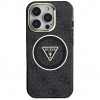 Capa MagSafe Guess GUHMP16LHG4PRTGK IML Metal Glitter 4G Circle Triangle para Apple iPhone 16 Pro, preta