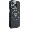 Capa MagSafe Guess GUHMP16LHG4PRTGK IML Metal Glitter 4G Circle Triangle para Apple iPhone 16 Pro, preta