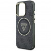 Capa MagSafe Guess GUHMP16LHG4PRTGK IML Metal Glitter 4G Circle Triangle para Apple iPhone 16 Pro, preta