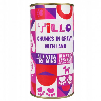 TILLO Pedaços em molho de borrego comida húmida para cães, 1250 g