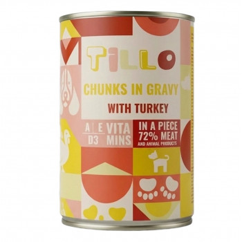 TILLO Pedaços em molho Peru comida húmida para cães, 415 g