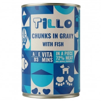 TILLO Pedaços em molho Peixe comida húmida para cães, 415 g