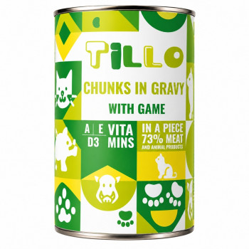 TILLO Comida húmida para cães Chunks in gravy Game, 1250 g