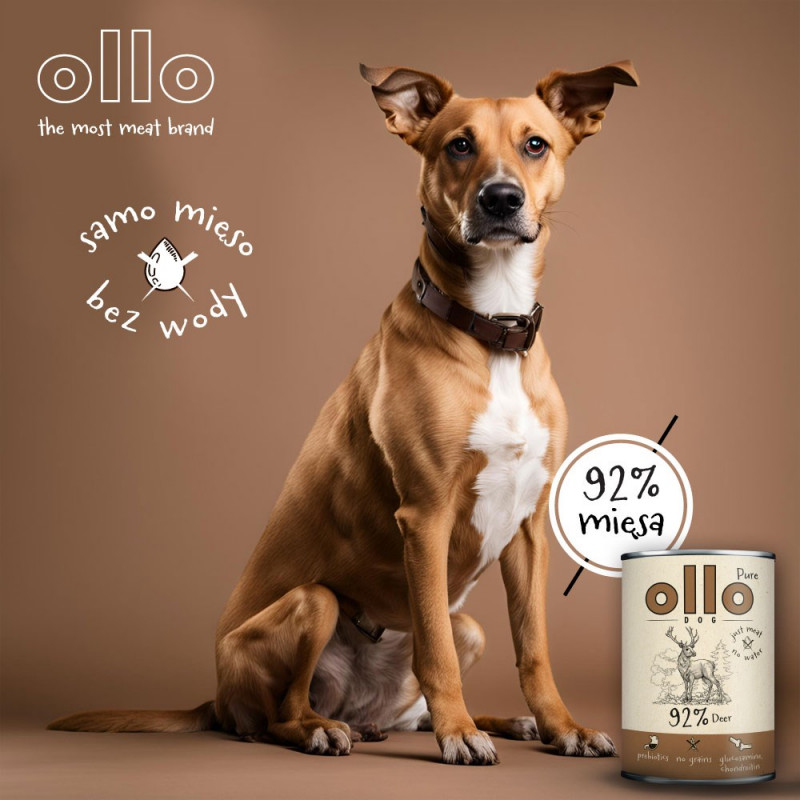 Comida húmida para cães OLLO Pure Deer, 850 g