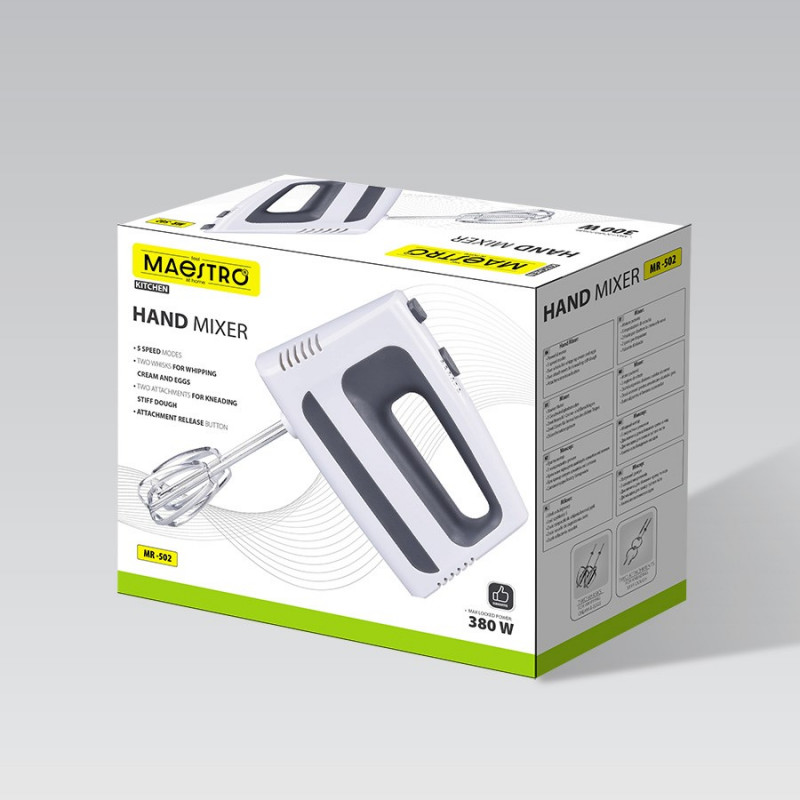 MAESTRO MR-502 Batedeira manual, 500 W, branco/preto