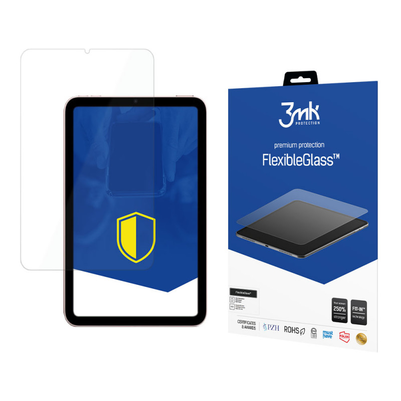 Protetor de ecrã em vidro híbrido 3MK FlexibleGlass para Apple iPad mini 2021 (6.ª geração) / iPad mini 8,3" 2024 (7.ª geração)