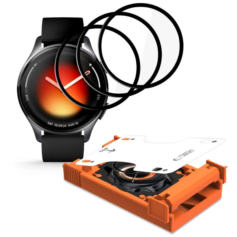 Tech-Protect Easy Set Flex+ Vidro Híbrido para Xiaomi Watch 5 (3 un.), Preto