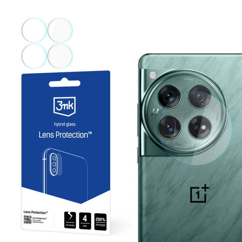 3MK Lens Protection Hybrid Vidro para Lente de Câmara para OnePlus 12 5G (4 unid.)