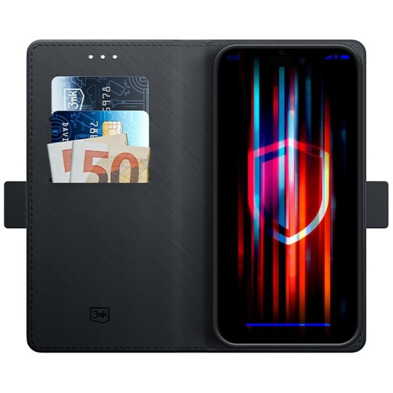 Capa carteira 3MK Wallet Case para Apple iPhone 14 Pro Max, preta