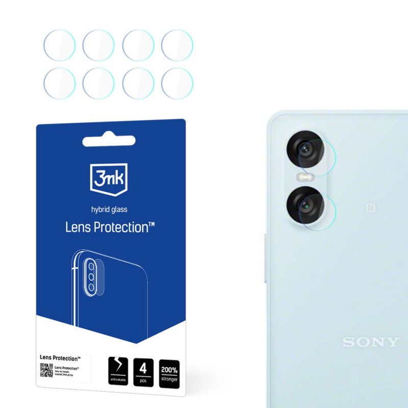Protetor de lentes de câmara em vidro híbrido 3MK Lens Protection 3MK6068 para Sony Xperia 10 VI (4 unid.)