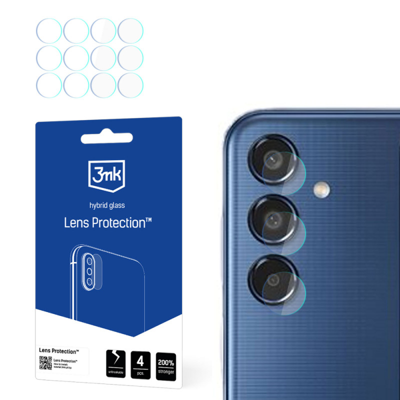 Protetor de lentes de câmara em vidro híbrido 3MK Lens Protection 3MK6066 para Samsung Galaxy M35 (4 un.)