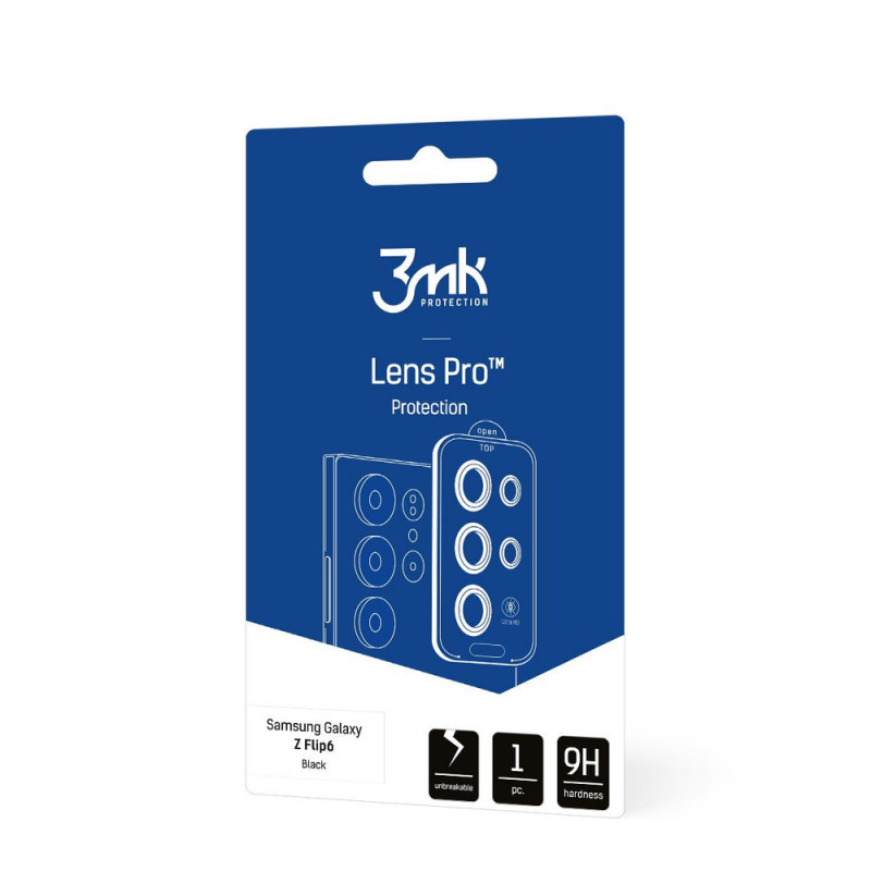 3MK Lens Protection Pro vidro temperado para lente da câmara Samsung Galaxy Z Flip 6, preto