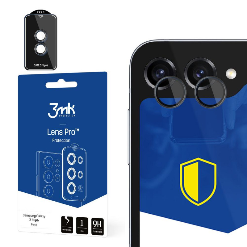 3MK Lens Protection Pro vidro temperado para lente da câmara Samsung Galaxy Z Flip 6, preto