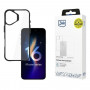 Capa 3mk Satin Armor Case+ para Apple iPhone 16 Plus, Transparente com Moldura Preta
