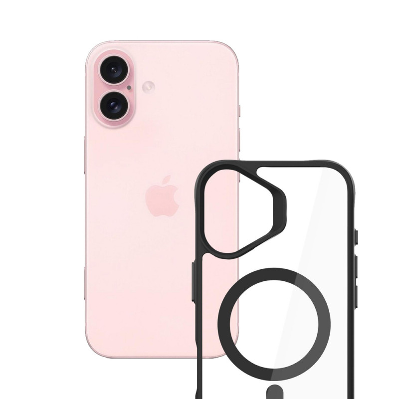 3mk Satin Armor MagCase com MagSafe para Apple iPhone 16 (W-3SAMaCa-AiP16-0), transparente com moldura preta