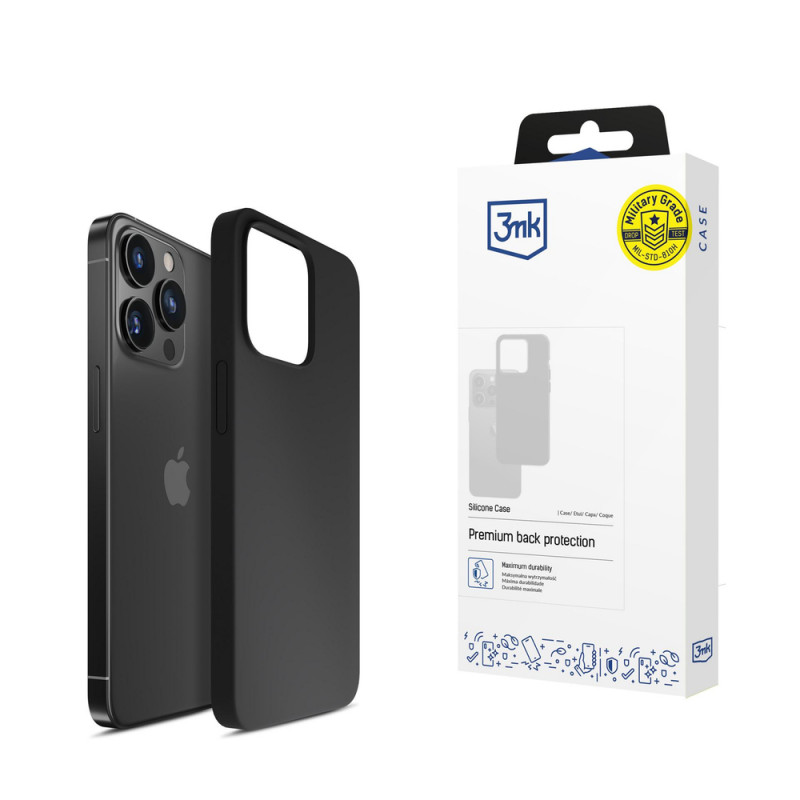 Capa de silicone 3mk para Apple iPhone 16 Pro, preta