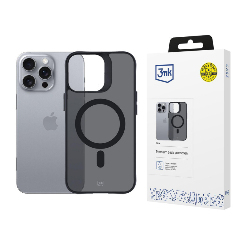 3mk Smoke MagCase com MagSafe para Apple iPhone 16 Pro Max (W-3SmoMaCa-AiP16PM-0), semitransparente