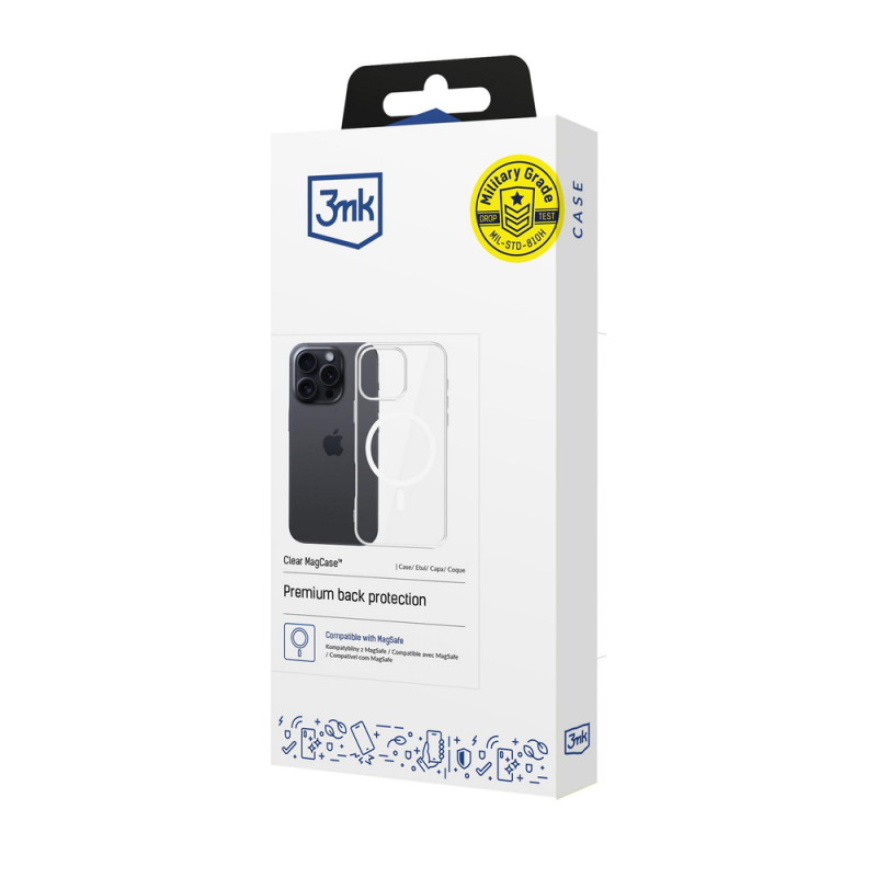 3mk Clear MagCase para Apple iPhone 16 Pro Max, Transparente