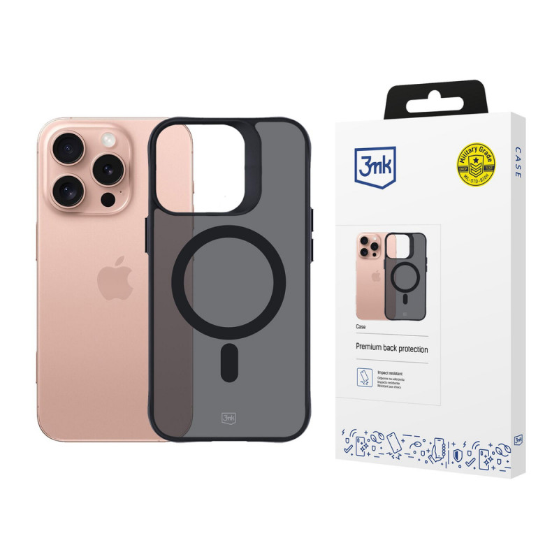 3mk Smoke MagCase com MagSafe para Apple iPhone 16 Pro, Semitransparente