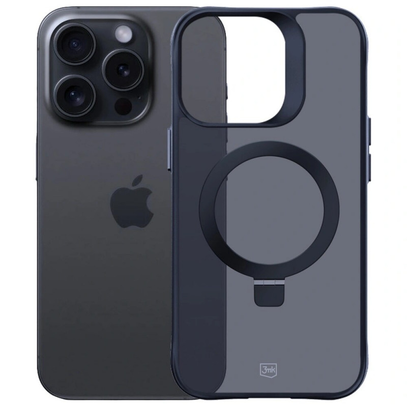 Capa 3MK Smoke Case Mag&Stand para Apple iPhone 16 Pro Max, policarbonato, preta