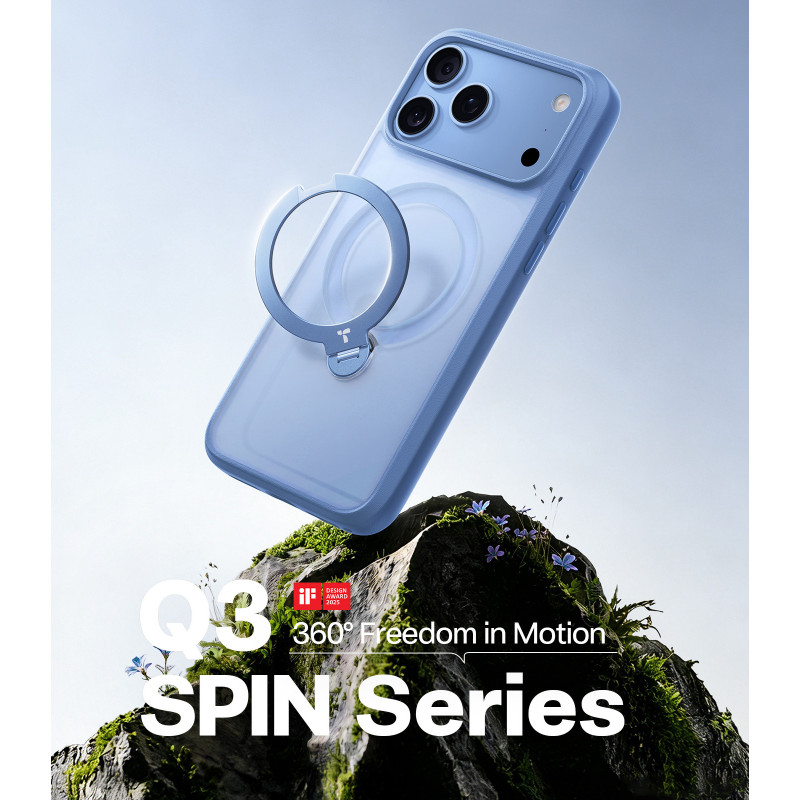 Capa TORRAS Ostand Q3 Spin para Apple iPhone 18 Pro Max / 17 Pro Max, MagSafe, azul