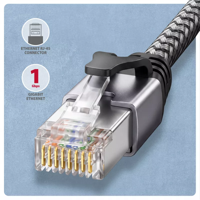 Goobay Adaptador Ethernet Gigabit AXAGON ADE-AM50 USB-A com cabo CAT6 de 5 m integrado, RJ-45
