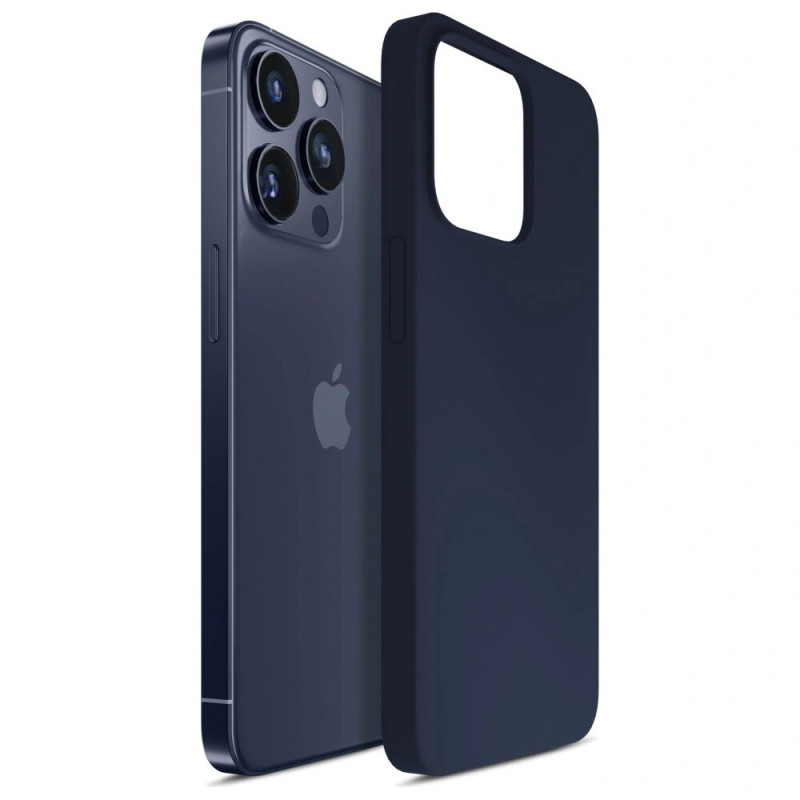 Capa de silicone 3MK para Apple iPhone 16 Pro Max, azul-marinho