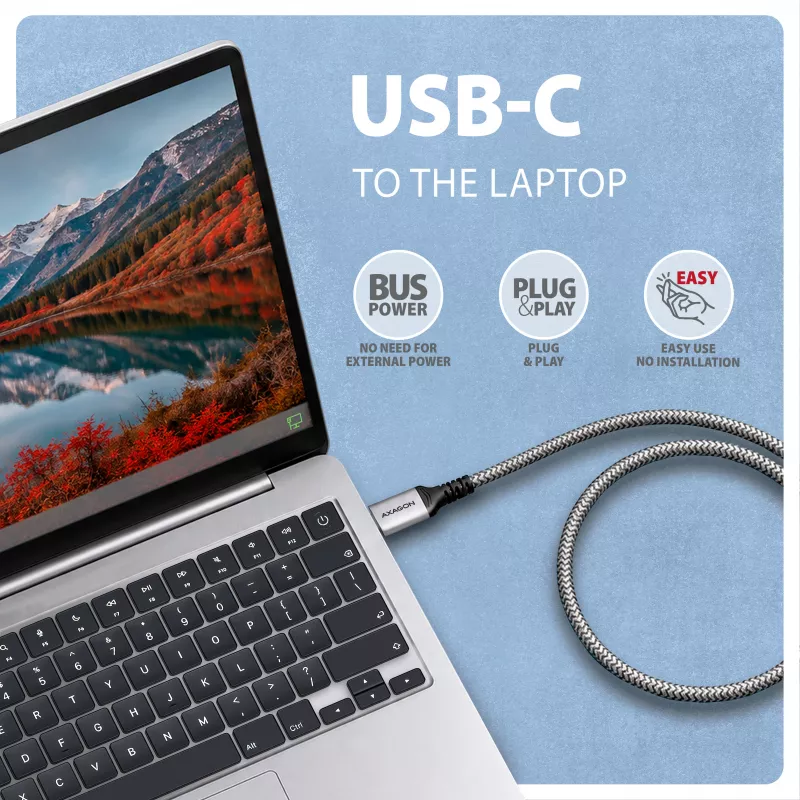 Goobay Adaptador Ethernet Gigabit USB-C AXAGON ADE-CM30 com cabo CAT6 integrado de 3 m, RJ-45
