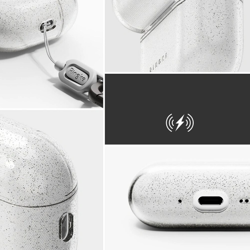Capa Ringke Air para Apple AirPods Pro 3, transparente com glitter