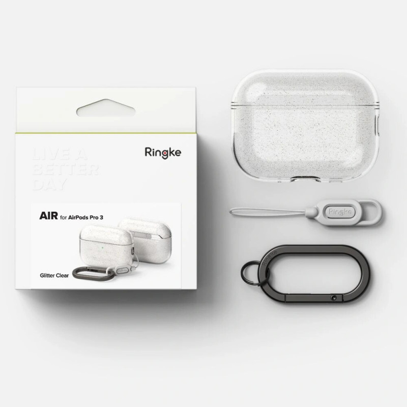 Capa Ringke Air para Apple AirPods Pro 3, transparente com glitter