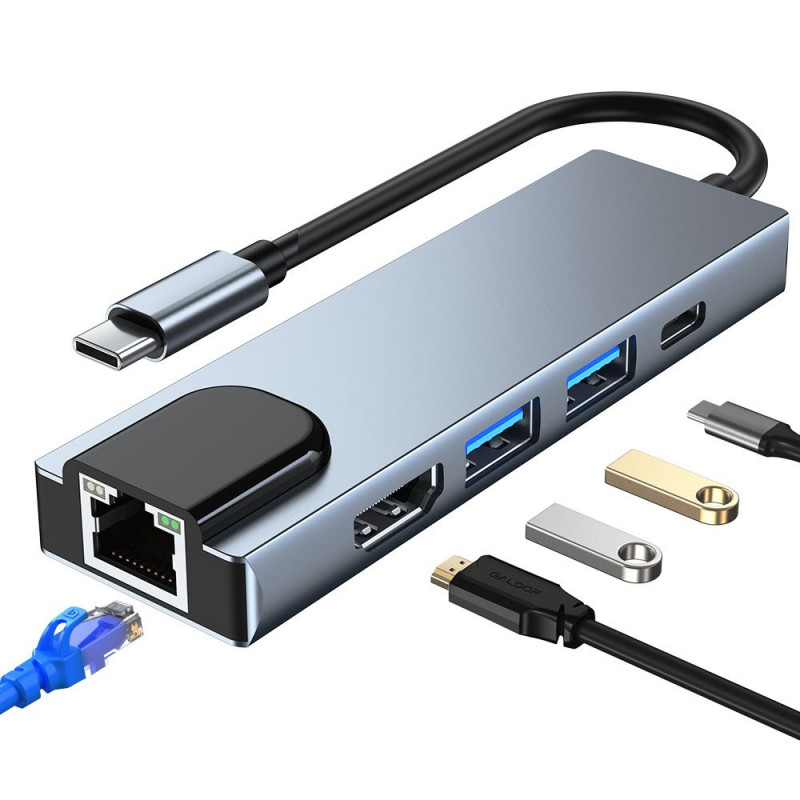 Hub USB-C 5in1 Tech-Protect V3, cinzento