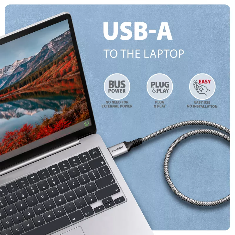 Goobay Adaptador AXAGON ADE-AM15 USB-A para Gigabit Ethernet com cabo CAT6 de 1,5 m integrado