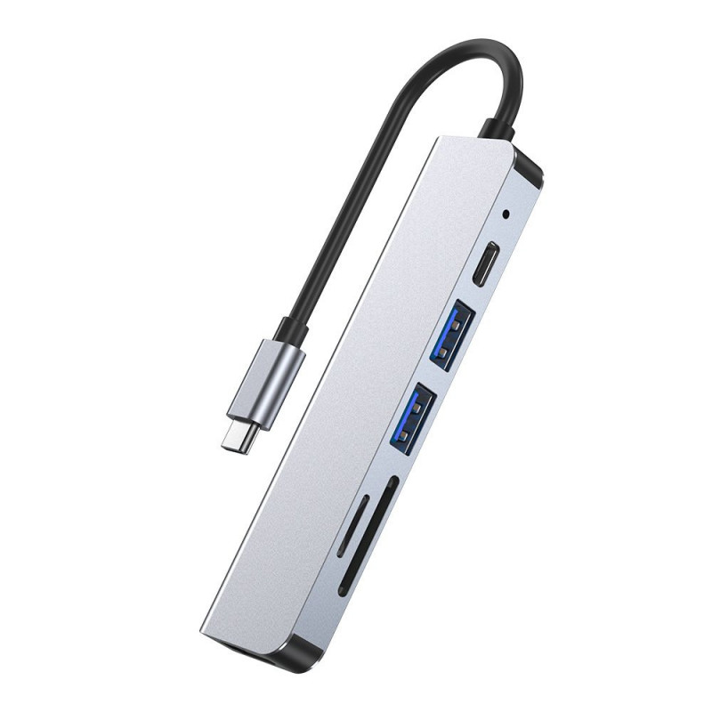 Hub USB-C 6-em-1 Tech-Protect V4, cinzento