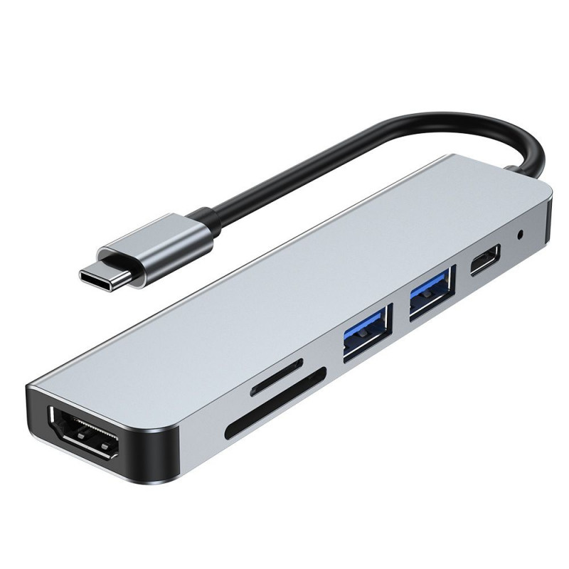 Hub USB-C 6-em-1 Tech-Protect V4, cinzento